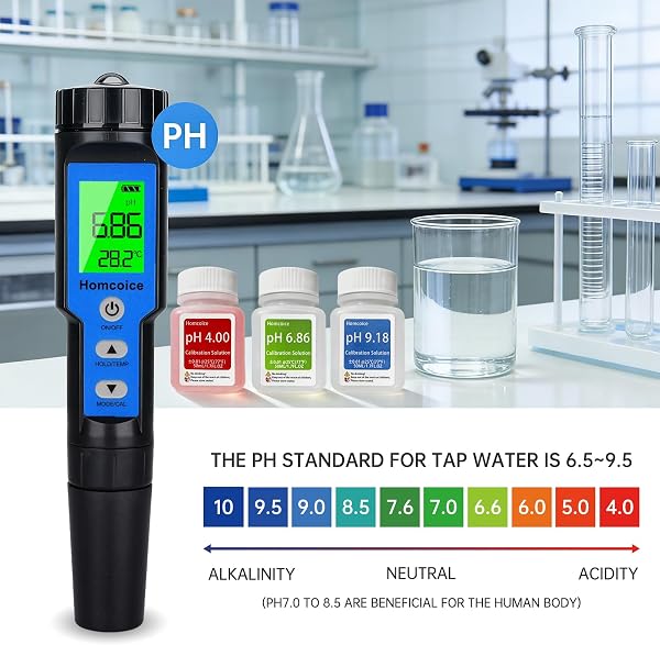 pH Mètre Électronique 4 en 1, TDS EC Température Meter avec précision 0,01 pH, Compensation Automatique température, Testeur Qualité Eau étanche IP67 pour piscines, Eau Potable, hydroponie - 4