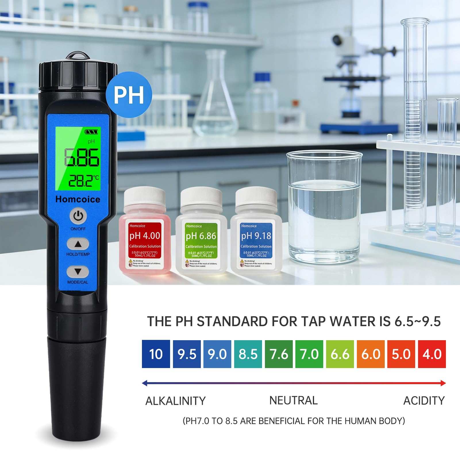 Medidor PH 4 en 1, PH TDS EC y Temperatura Meter con precisión 0,01 pH, compensación automática temperatura, Tester Calidad Agua IP67 resistente agua para piscinas, agua potable, e hidroponía