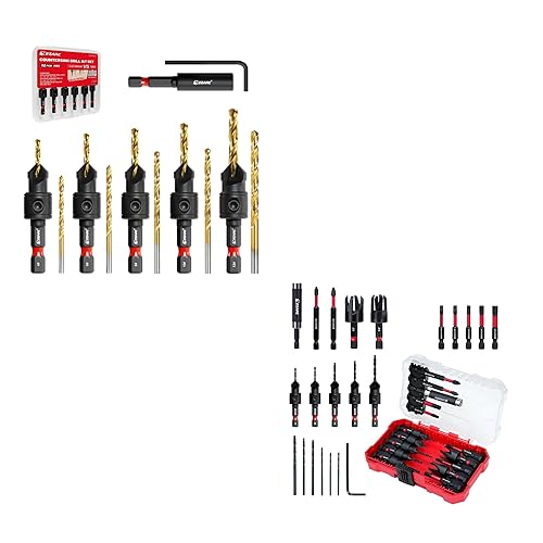EZARC Juego de brocas avellanadas, 12 brocas para fregadero de contador, 22 brocas para fregadero de contador