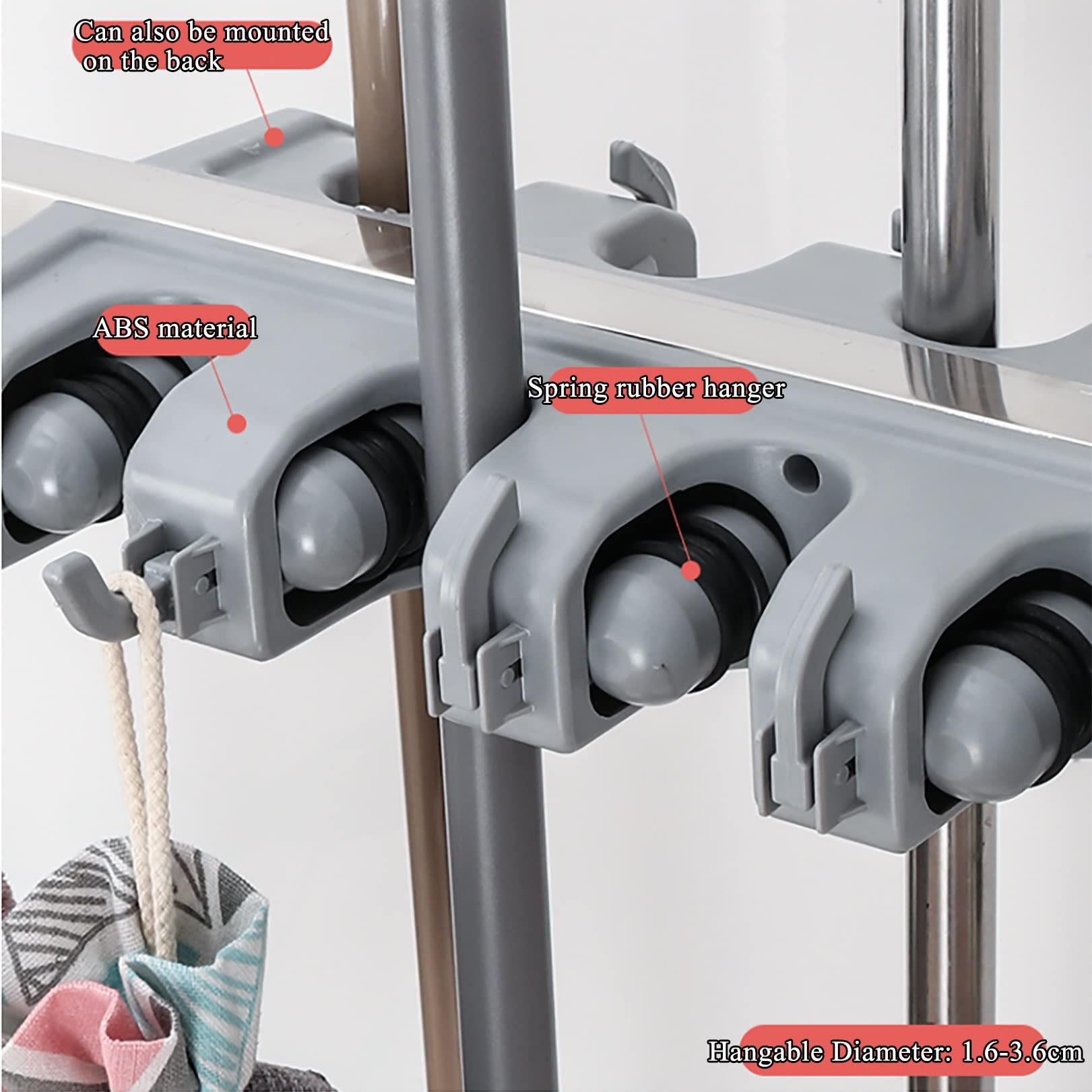 Camions à Main Mobiles Support Mobile pour Balai et vadrouille Mettre des vadrouilles humides, étagère de Balai pour vadrouille sur Pied Amovible Support de Rangement d'outils en Acier Inoxydable po