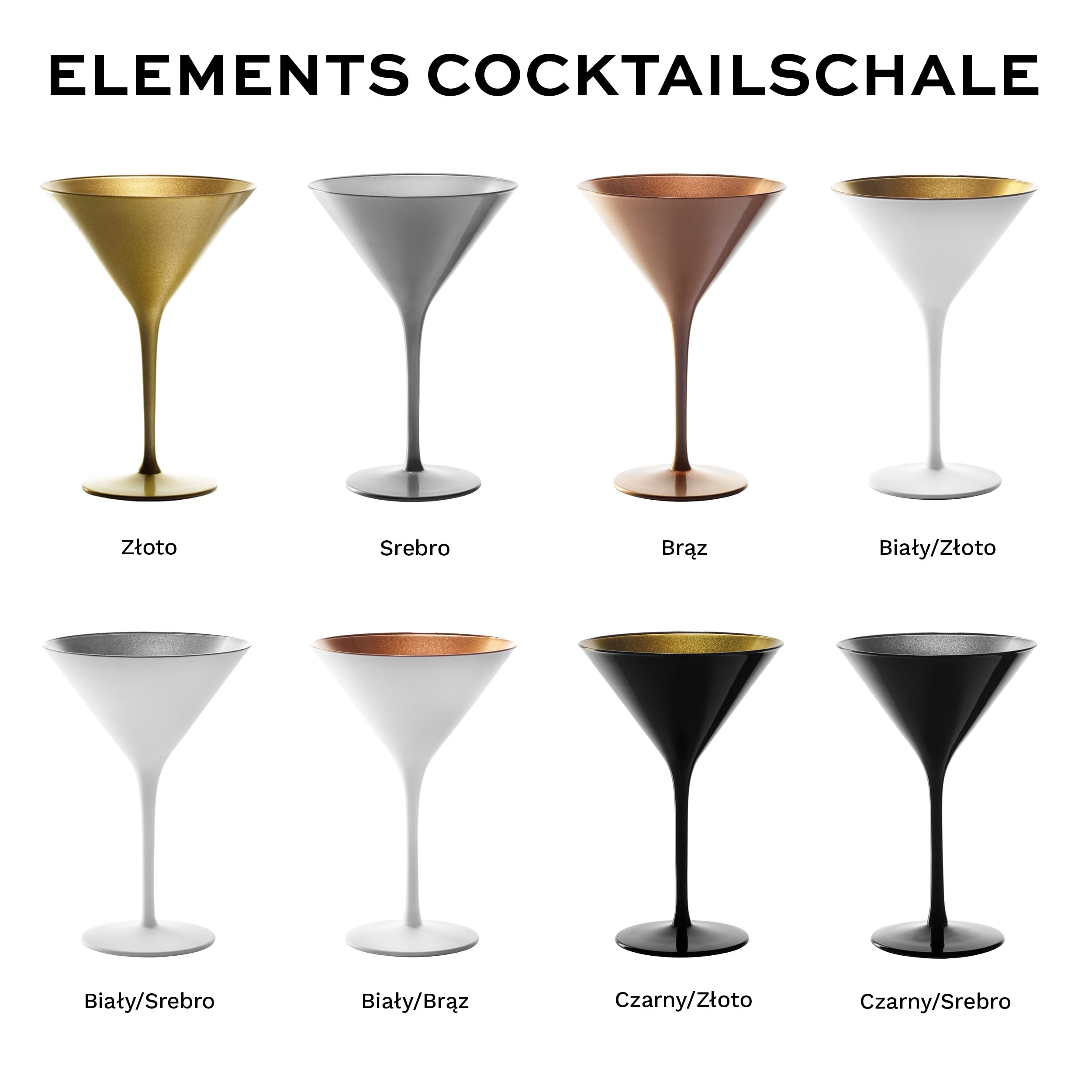 Stölzle Lausitz Kieliszki do Koktajli Elements Brązowe Set 6 Sztuk 240 ml – Eleganckie Kieliszki Idealne do Martini & Manhattan – Brązowe Kieliszki Martini z Kryształu – Można Myć w Zmywarce