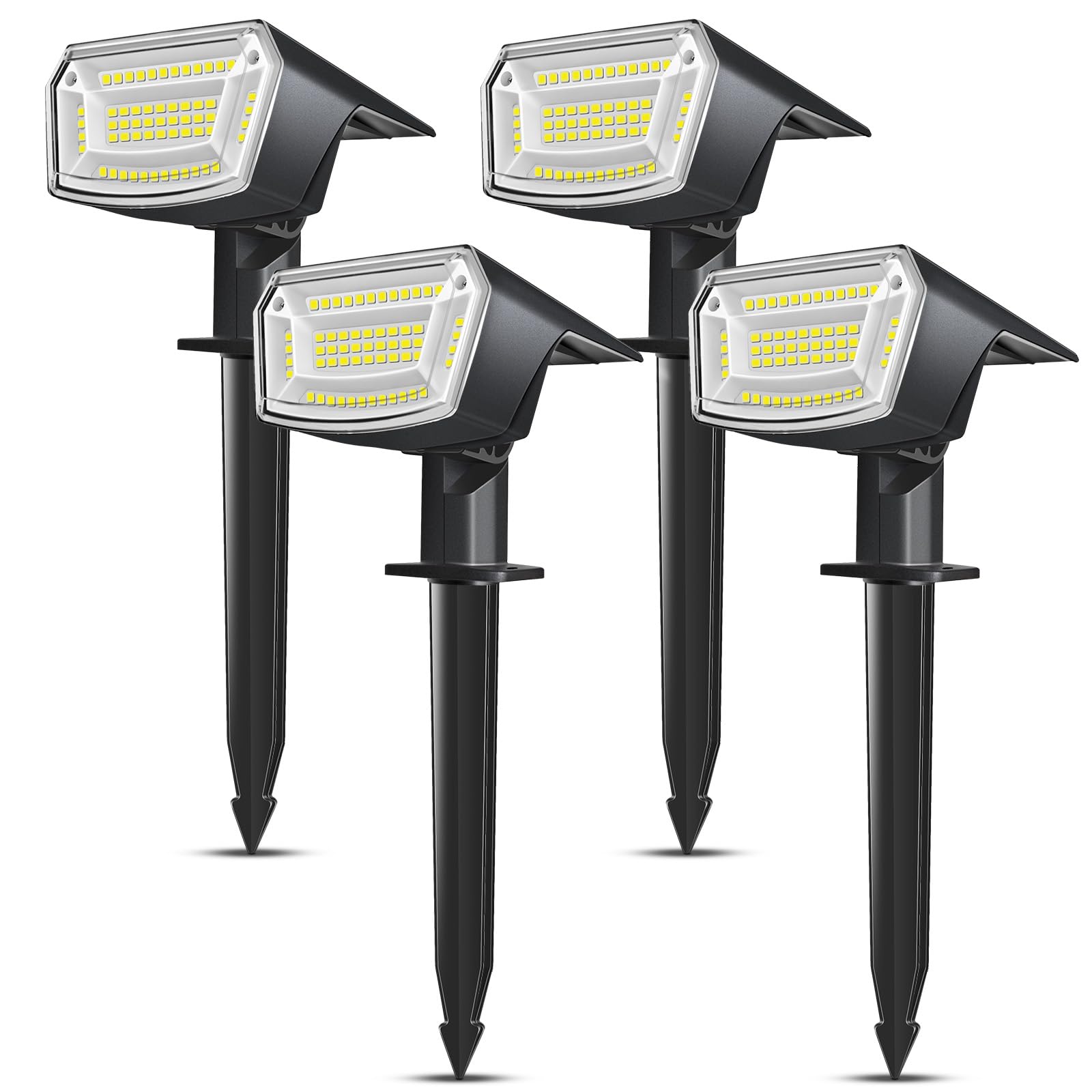 T-SUNUS Faretti Solari Esterno Multicolore 6 Colori 2 Modalità Lampade Solari da Giardino Impermeabile IP65 per Cortile Patio Piscina Alberi 4 Pezzi