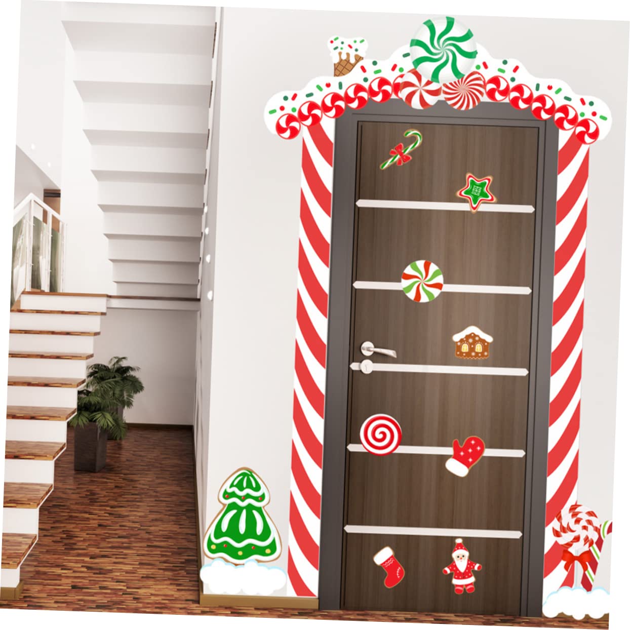 PRETYZOOM 5 Set Di Natale Adesivi Telaio Della Porta Di Natale Porta Di Della Finestra Decorazioni Per La Casa Di Ornamenti Natività Divertente Decorazione Della