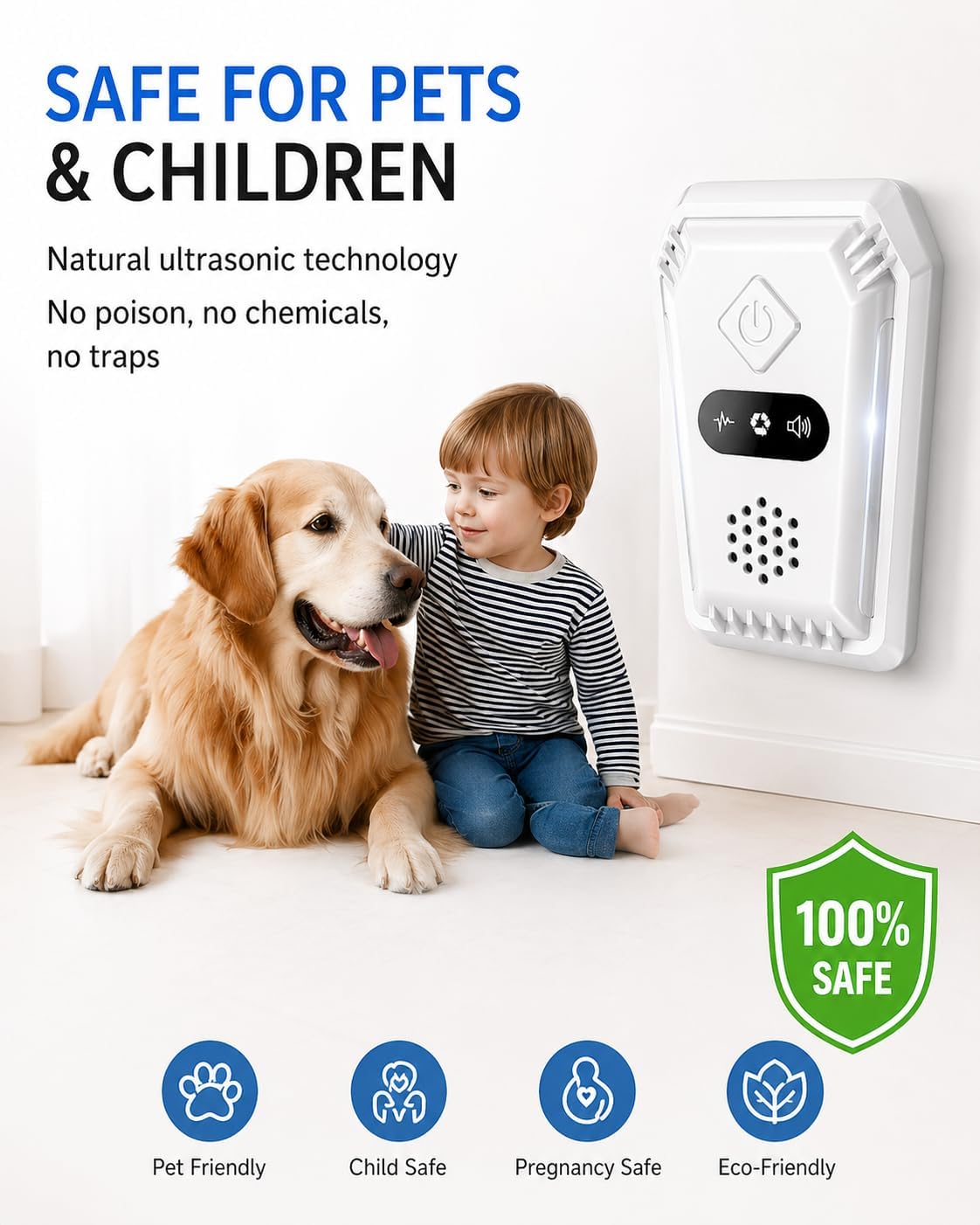 2026 Upgraded Indoor Plug Ultrasonic Mice Repellent: 3 Modes Home Ultra Sonic Repeller Killer to Get Rid of Insect Bed Bugs Roach Mosquito Fly Spider Ant Flea and Control Bat Rats