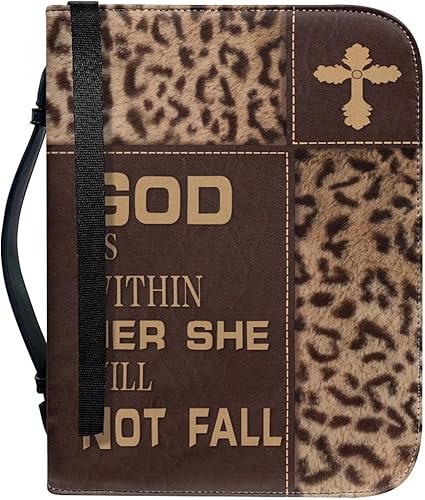 Miniatura 37 de Bolsas de cuero para iglesia, funda de Biblia gris león, bolsa protectora de la Biblia de poliuretano, funda de transporte portátil con asa