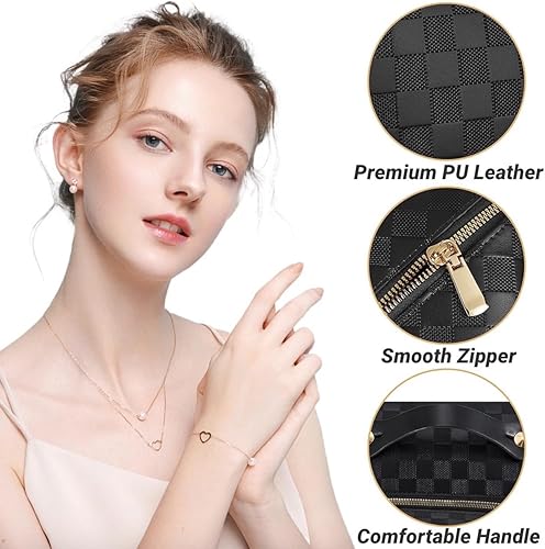 Miniatura 5 de Bolsa de maquillaje portátil grande Bolsa de cosméticos de viaje portátil para mujeres y niñas, bolsa de maquillaje de regalo, bolsa portátil con