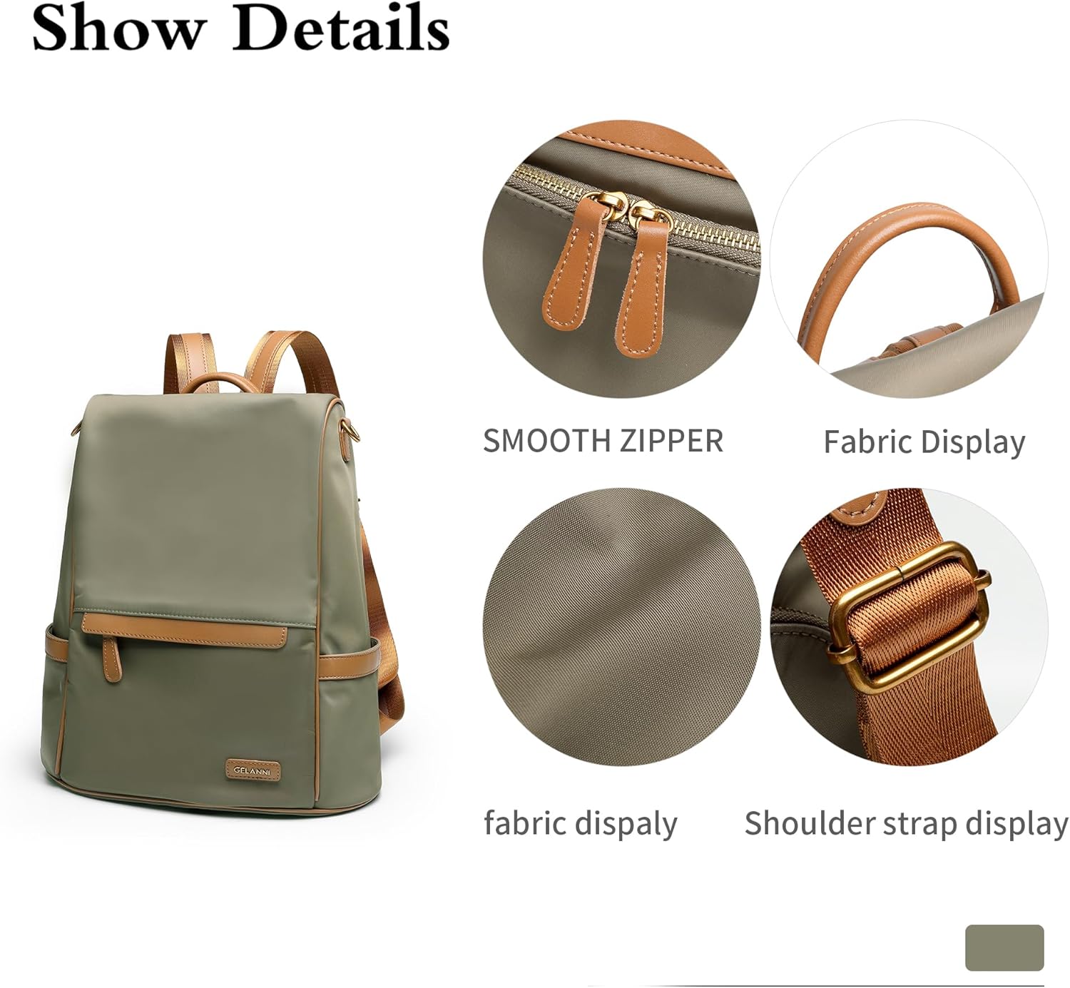 Womens Backpack Purse Anti-theft Fashion Waterproof Lightweight Small Backpack for Women Ladies Travel Nylon 2616-Green - Image 2