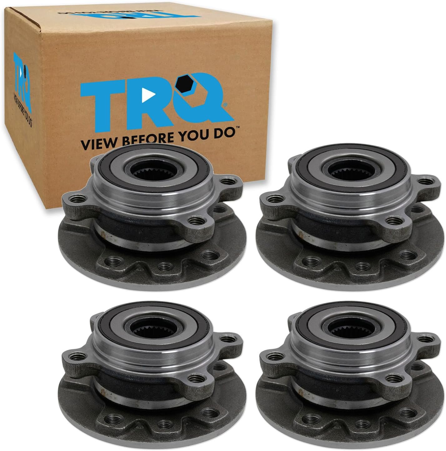 TRQ Front and Rear Wheel Bearing and Hub Assembly Set 4 Piece Compatible with 2015-2021 Jeep Renegade All Wheel Drive 2016-2018 Fiat 500X All Wheel Drive 2019-2022 500X