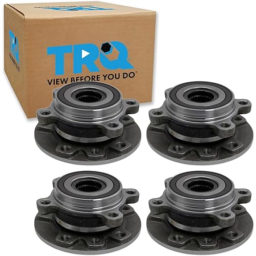 TRQ Front and Rear Wheel Bearing and Hub Assembly Set 4 Piece Compatible with 2015-2021 Jeep Renegade All Wheel Drive 2016-2018 Fiat 500X All Wheel Drive 2019-2022 500X
