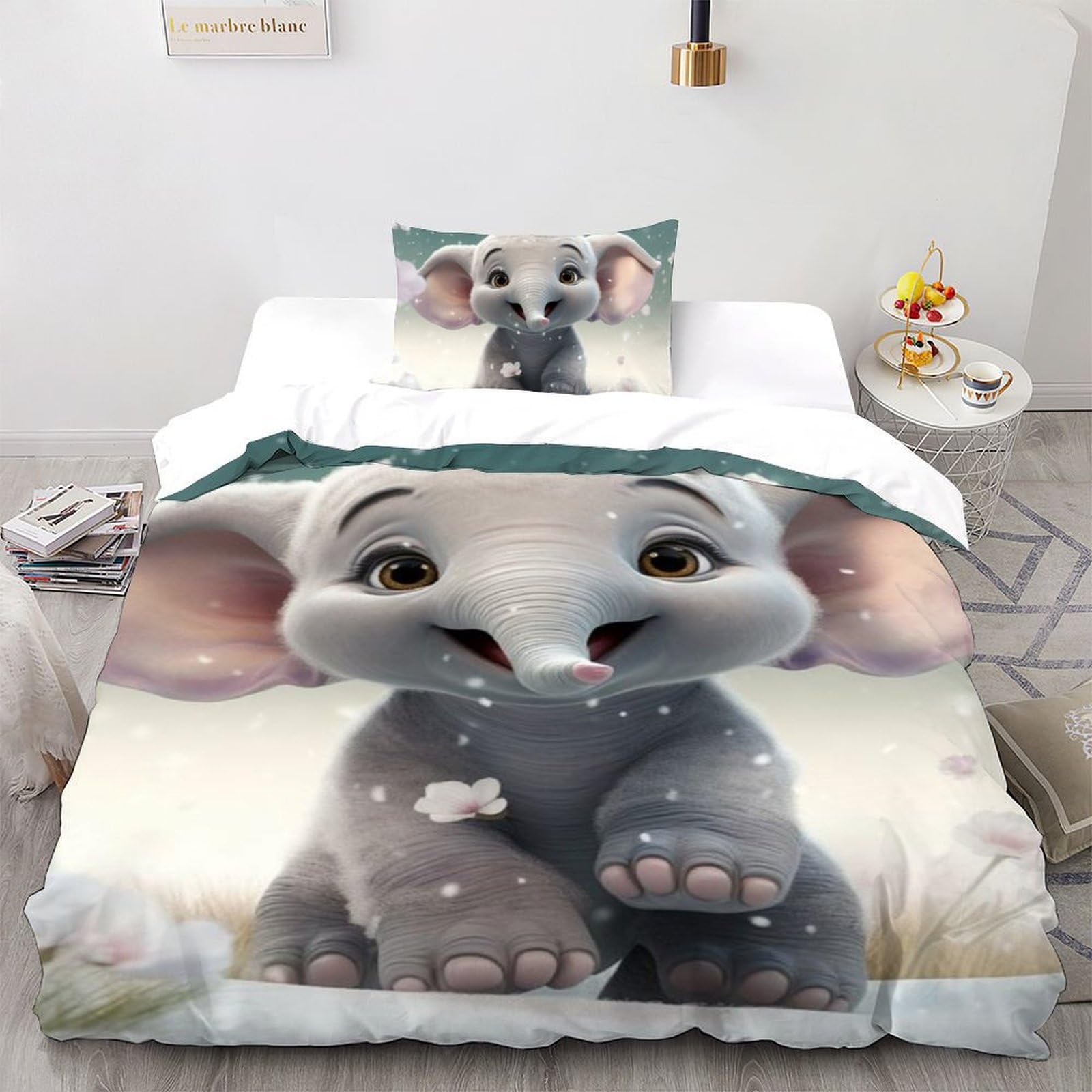 Housse de couette fille éléphant 3D idée cadeau anniversaire chambre