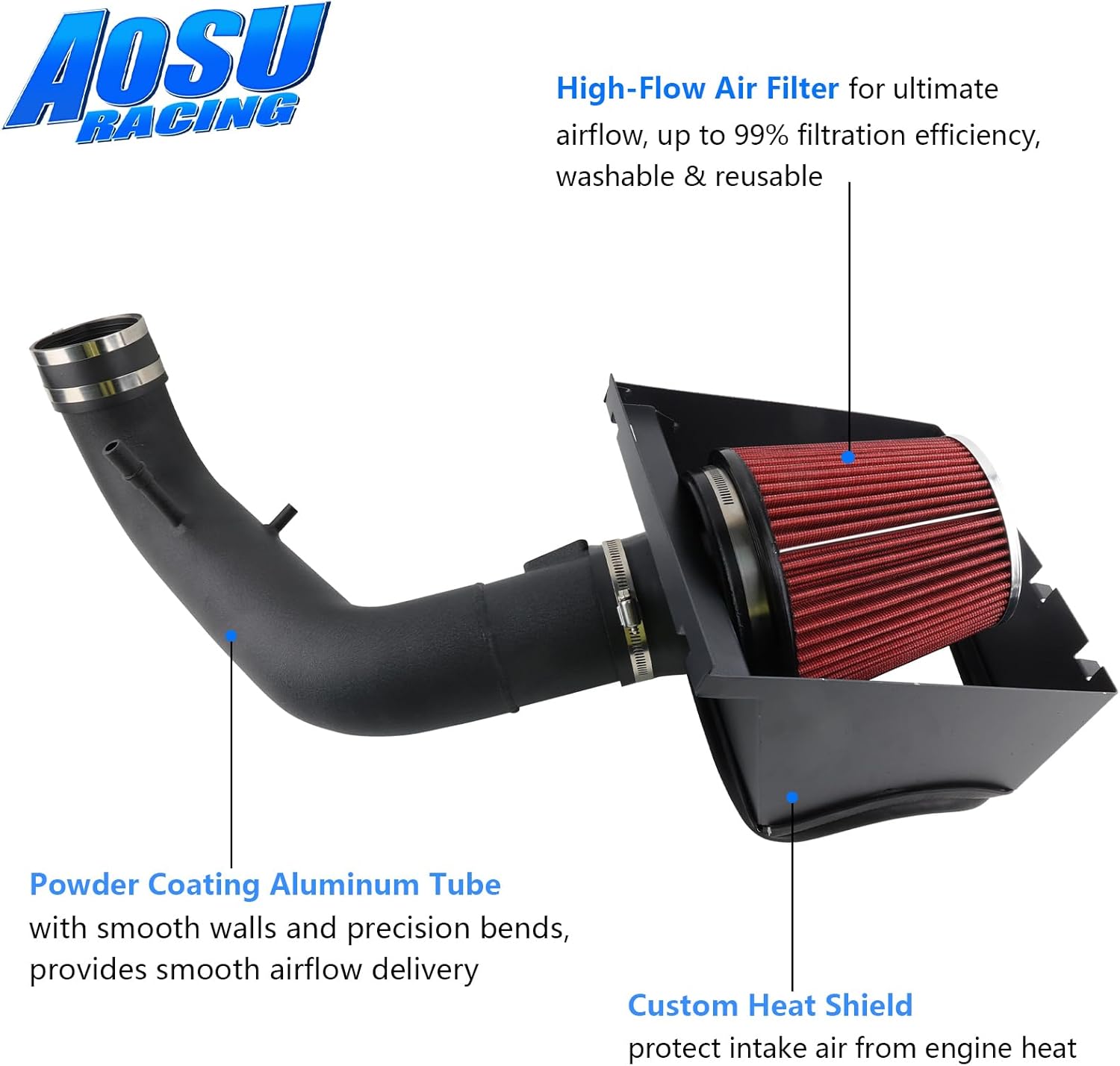 Cold Air Intake kit Compatible with 2011-2014 Ford F150 5.0L V8, Increases Horsepower, Towing Performance & Acceleration