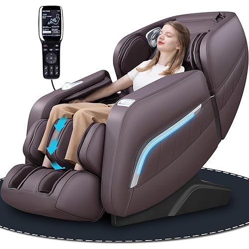 iRest A306 Massage Chair, Full Body Zero Gravity Recliner with AI Voice Control, SL Track, Bluetooth, Yoga Stretching, Foot Rollers, Airbags, Arm Rest, Cushion Availability, Heating (Brown)