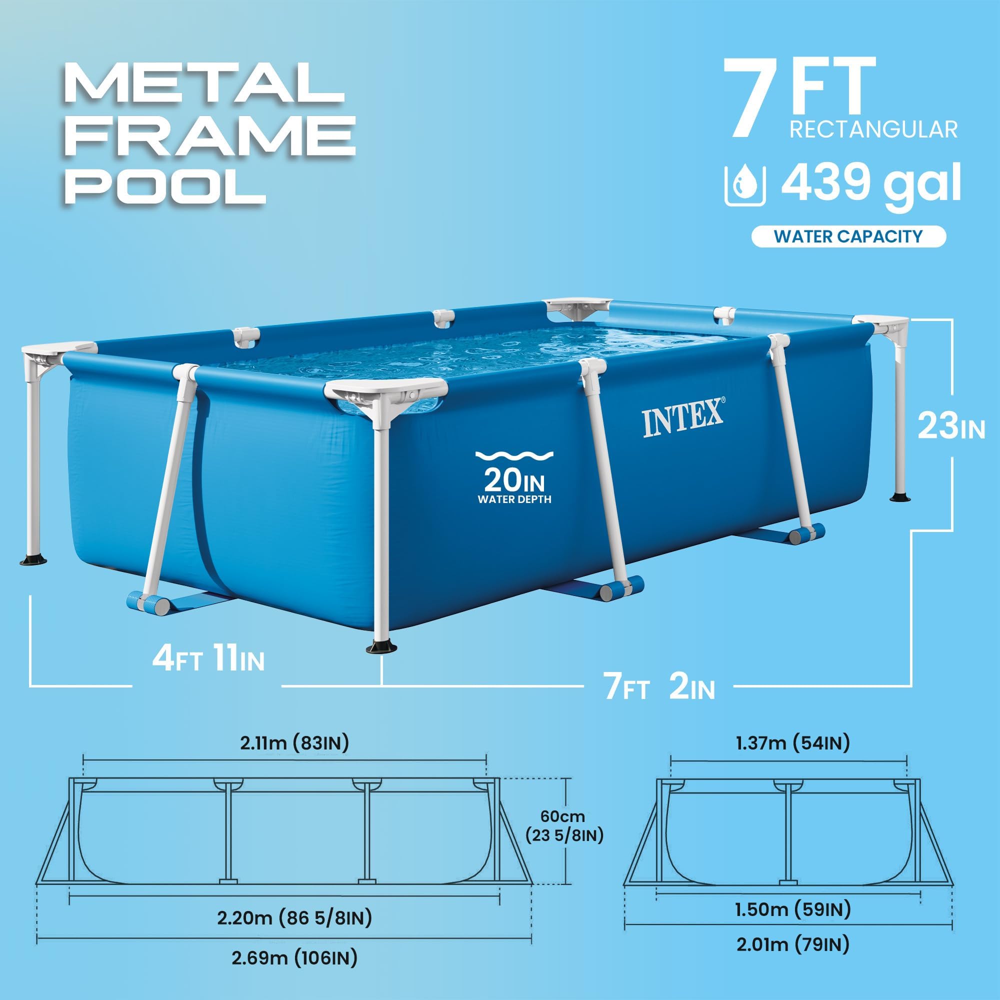 INTEX レクタングラフレームプール 220x150x60cm 28270