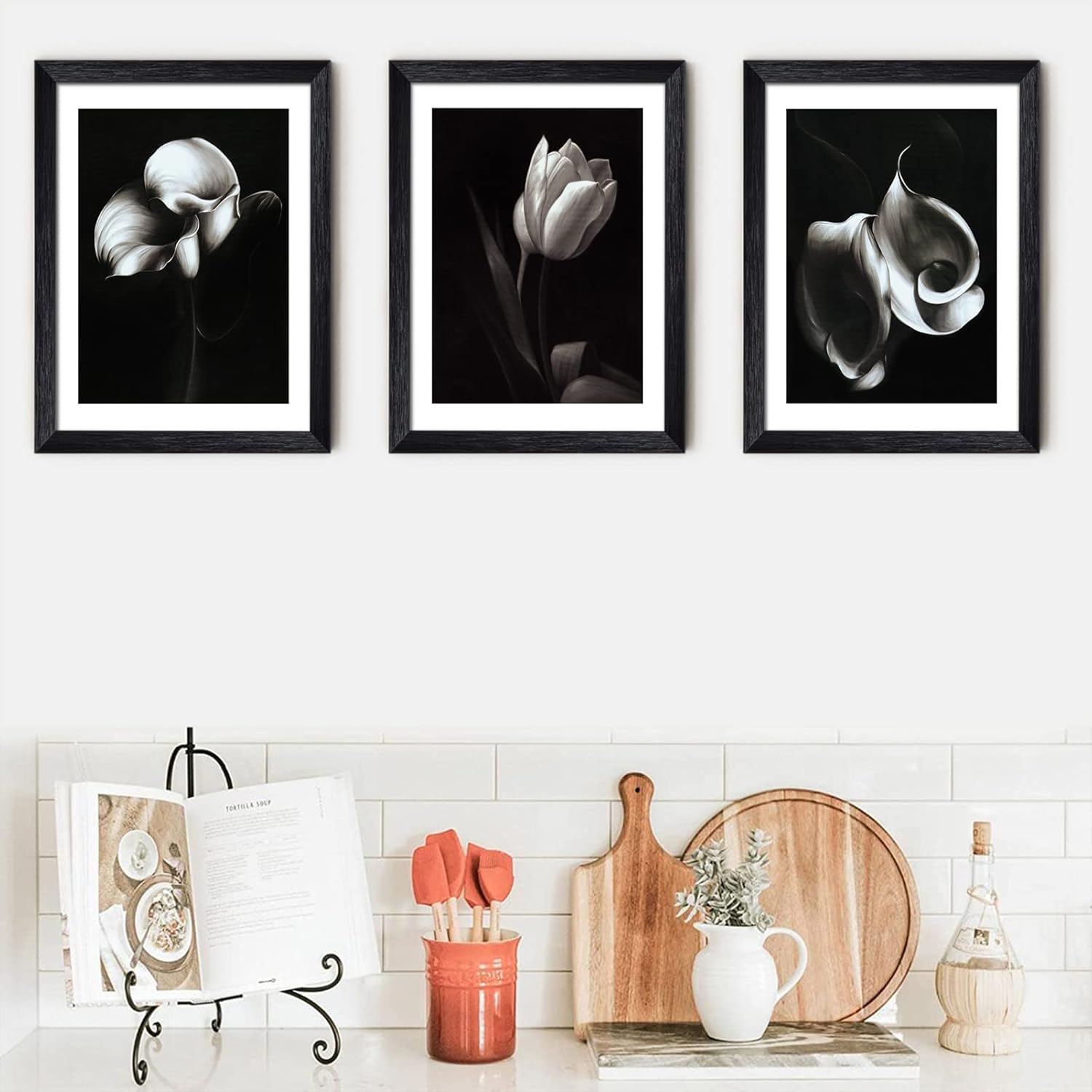 Black and White Framed Wall Art for Living room 3 Panels 12