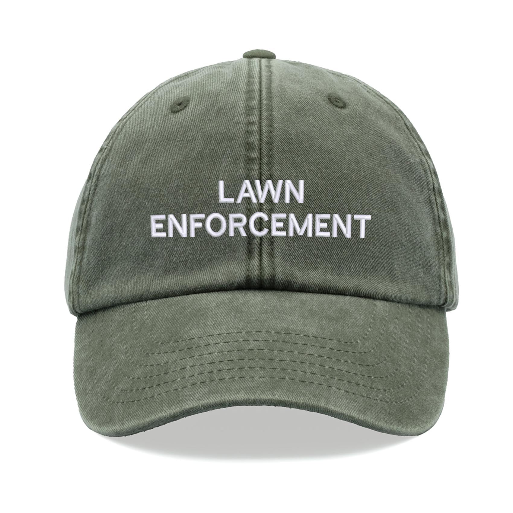Cap Base Unisex Olive Lawn Enforcement Baseball Cap Vintage Washed Dad Hat Adjustable
