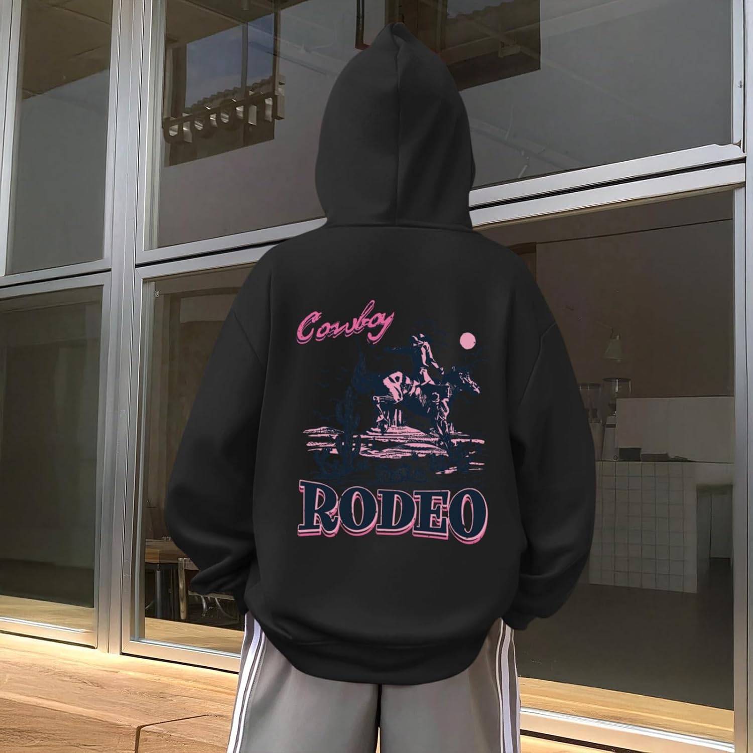 Bobeutou Boys Western Hoodies Vintage Rodeo Cowboy Sweatshirt Kids Graphic Hoodie Country Concert Pullover Tops