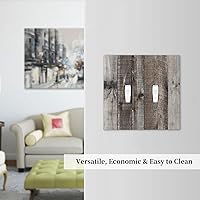 Vista 194 de Placa de pared dúplex de receptáculo de dispositivo de 1 gang de madera envejecida blanca gris con veta de tablón, cubierta de enchufe eléctrico