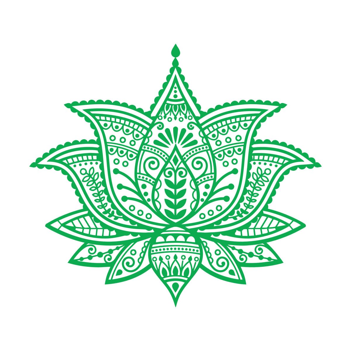 Vinyl Wall Stickers Lotus Flower Buddhism Yoga Studio Meditation 36x40.3cm Self Adhesive Small Green