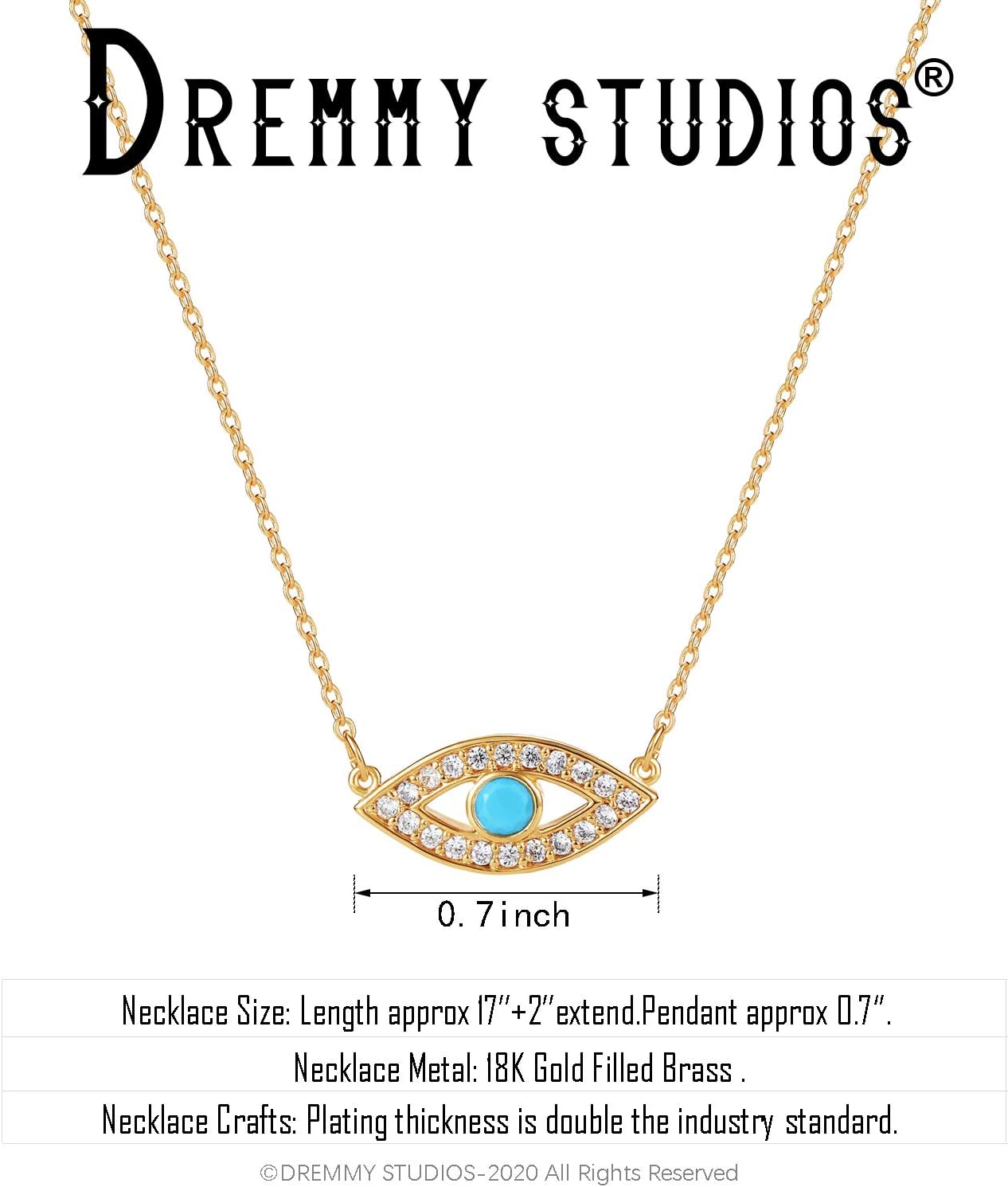 Dremmy Studios Cross Pendant Necklace for Women 14K Gold Plated Cubic Zirconia Evil Eye Butterfly Angel Wing Disc Coin Necklace Minimalist Religious Faith Jewelry Gift for Women - Image 5