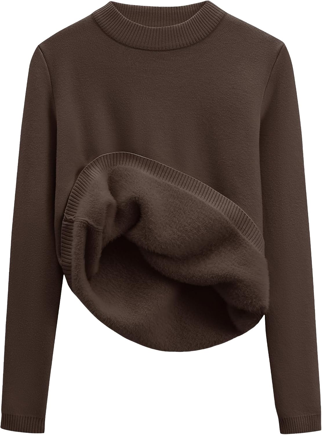 Arssm Womens Fleece Sweaters Sherpa Lined Sweater Thermal Warm Long Sleeve Shirt Mock Neck Pullover Tops