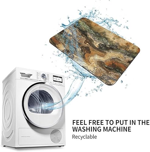 Miniatura 7 de Diatom Mud Bathroom Mat Non Slip Retro Color Pattern Printing Stone Shower Mats Ultra Thin Bath Rugs Absorbent Quick Dry 15.7x23.6 Inch for Shower