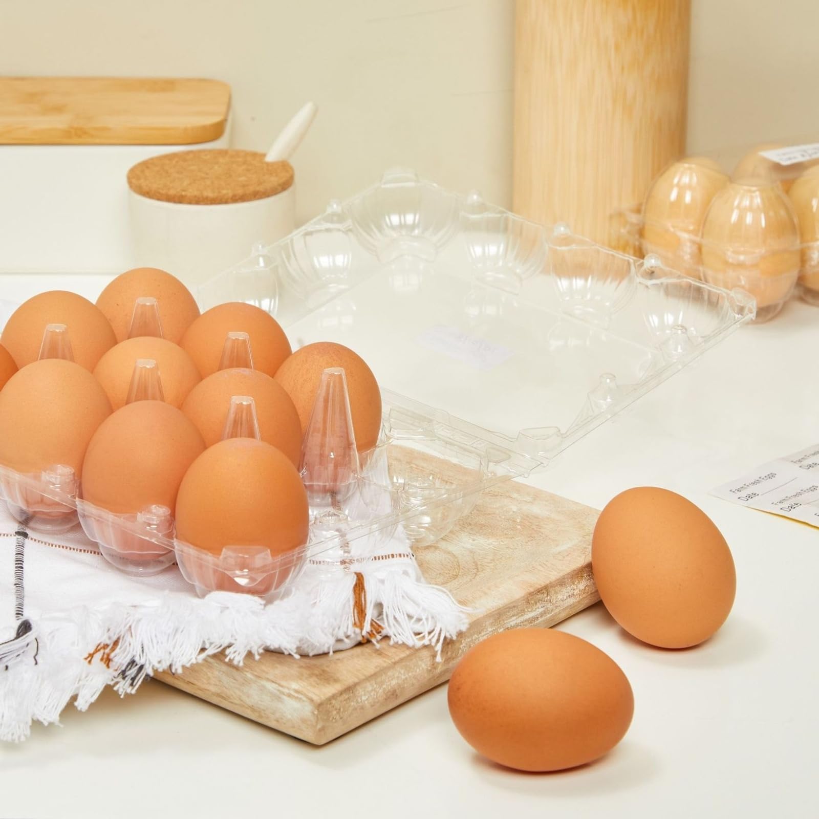 Confezione da 48 cartoni per uova di gallina per 1 dozzina di uova di gallina, contenitori trasparenti riutilizzabili