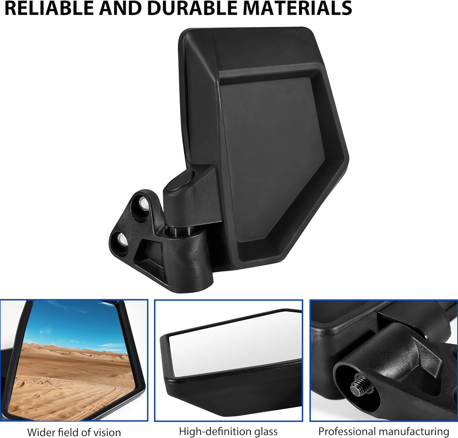 SAUTVS Adjustable Side Mirrors for Ranger XD 1500 2024, Wide Foldable A-Pillar-Mounted Side Rearview Mirror ROPS-Mounted Mirror for Polaris Ranger XD 1500/Crew 2024 Accessories, 2PCS, Replace# 2889099