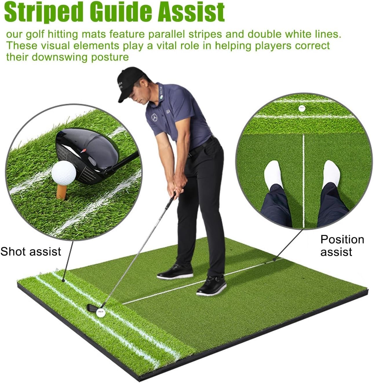 Alfombrilla de golf con césped artificial y 6 accesorios, para conducción, astillado y práctica de putt