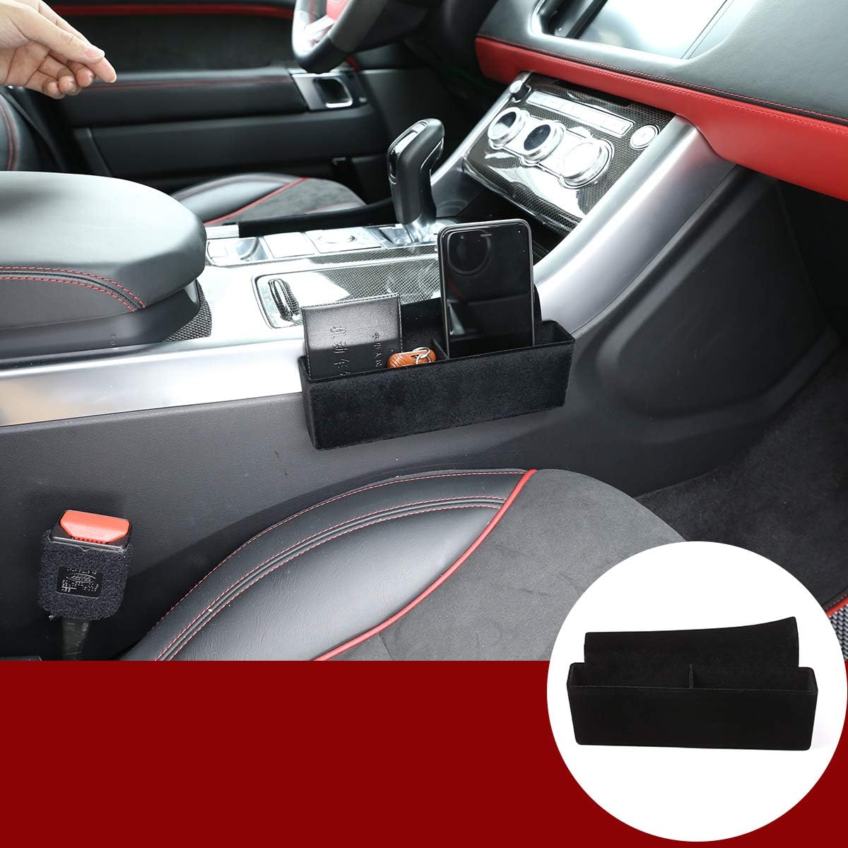 YIWANG Suede Car Center Storage Box Seat Phone Key Card Tray for Land Rover Range Rover Sport 2014-2020 Accessories (Co-Pilot)