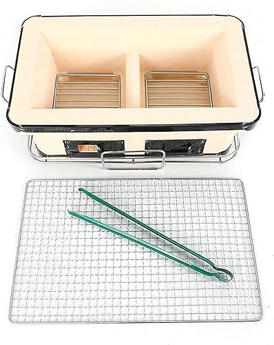 Rectangular Japanese Yakatori Charcoal Ceramic Clay Grill BBQ Charcoal Stove Hibachi Cooker Grill with Grate, Stand And Food Tong for Outdoor disponible en Yaxa Colombia