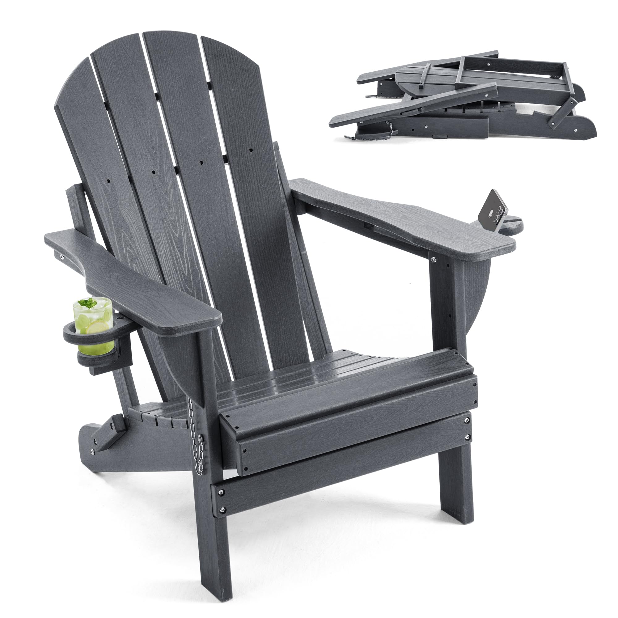 Chaise Adirondack inclinable avec support de téléphone pour un confort optimal de terrasse