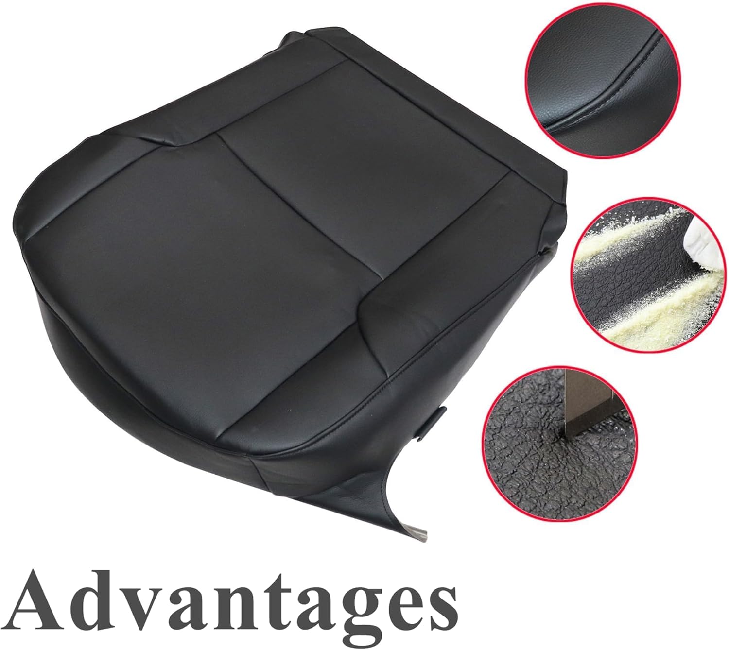 GXARTS Driver Side Bottom Replacement Non-Perforated Leather Seat Cover Black Compatible with Toyota 4Runner Limited SR5 Sport TRD 2WD 4X4 2003 2004 2005 2006 2007 2008 2009