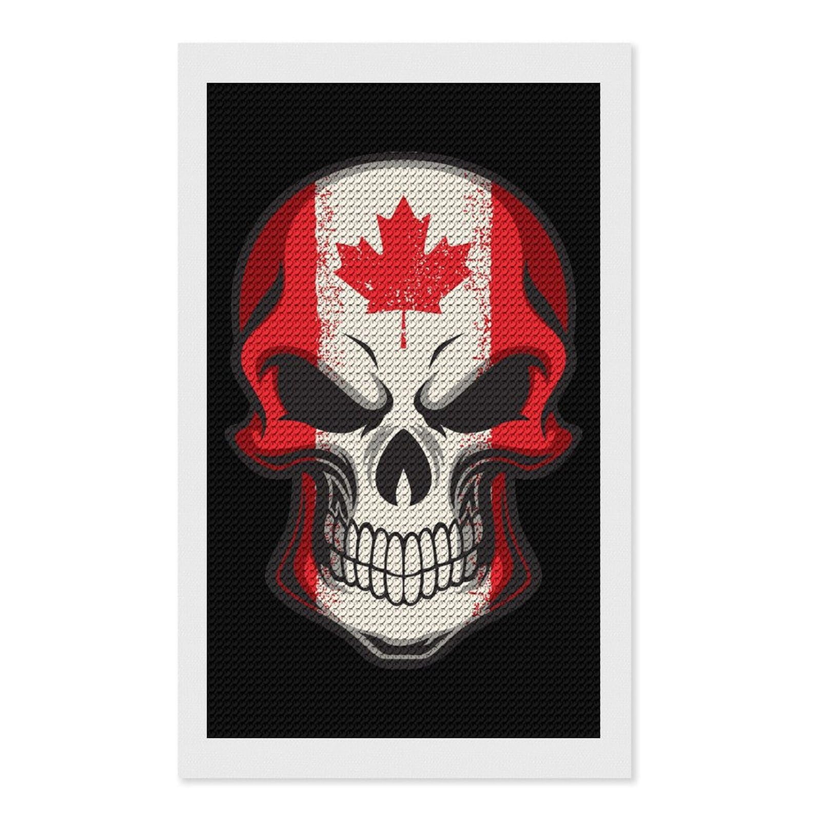 Nclqvjxzkhw Style Canada Flag Skull Diamond Art Painting For Adult Round Diamonds Pictures Arts Crafts Home Wall Decor 12"X20"