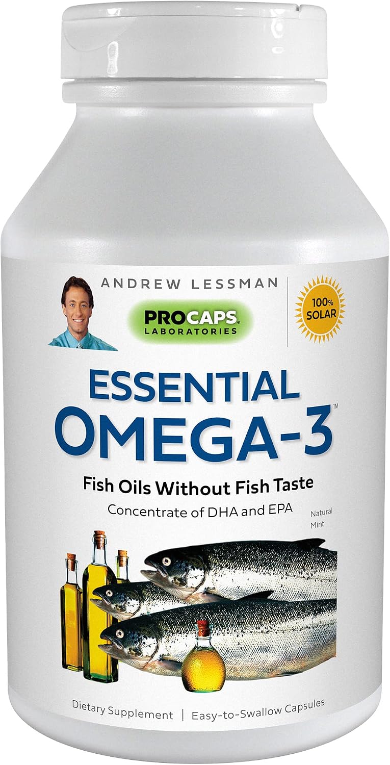 ANDREW LESSMAN Essential Omega-3 Mint - 360 Softgels - Ultra-Pure, High Potency Omega-3 Oils. High DHA, No Stomach Upset, No Contaminants, No Mercury. Small Easy to Swallow Softgels