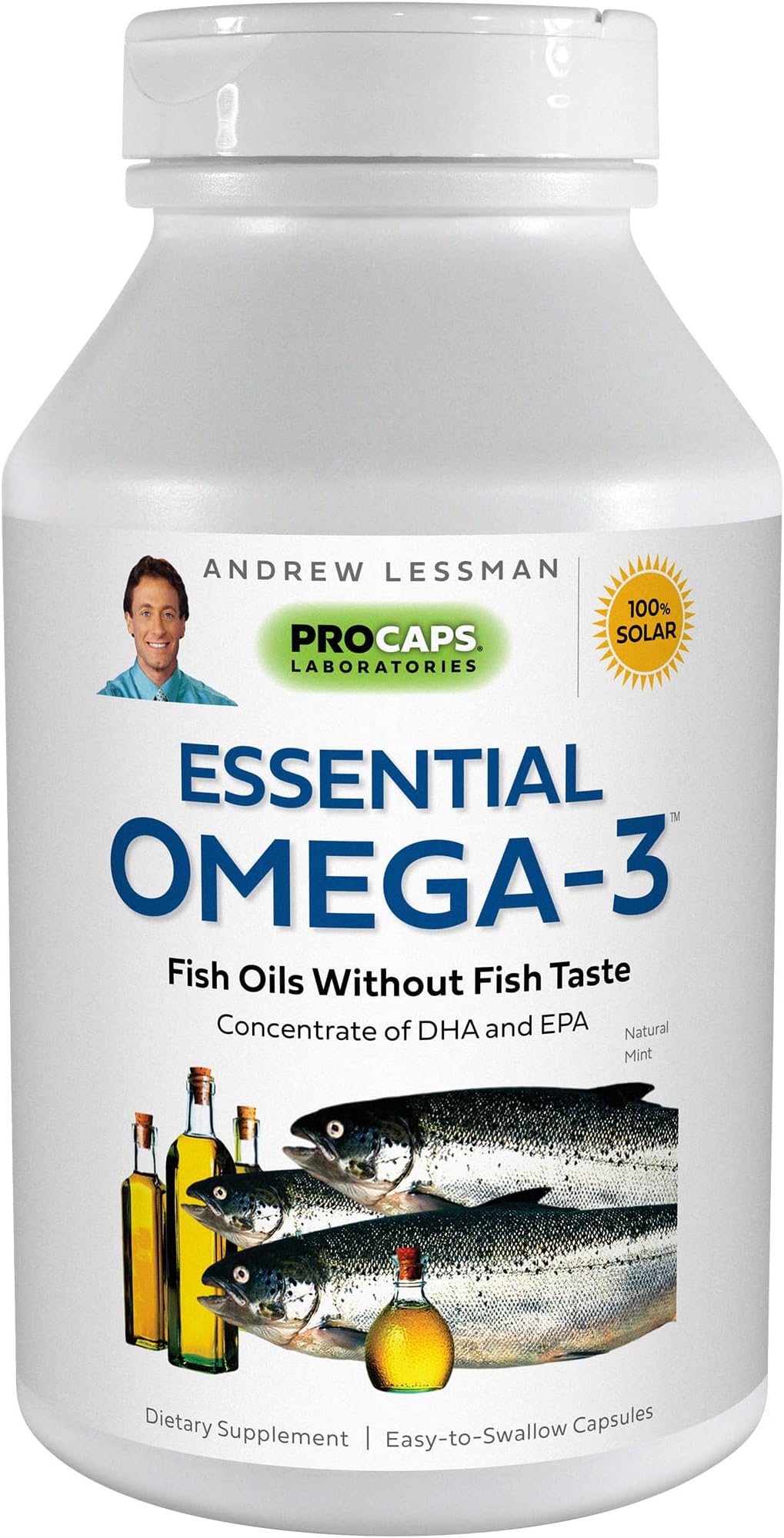 ANDREW LESSMAN Essential Omega-3 Mint - 30 Softgels - Ultra-Pure, High Potency Omega-3 Oils. High DHA, No Stomach Upset, No Contaminants, No Mercury. Small Easy to Swallow Softgels