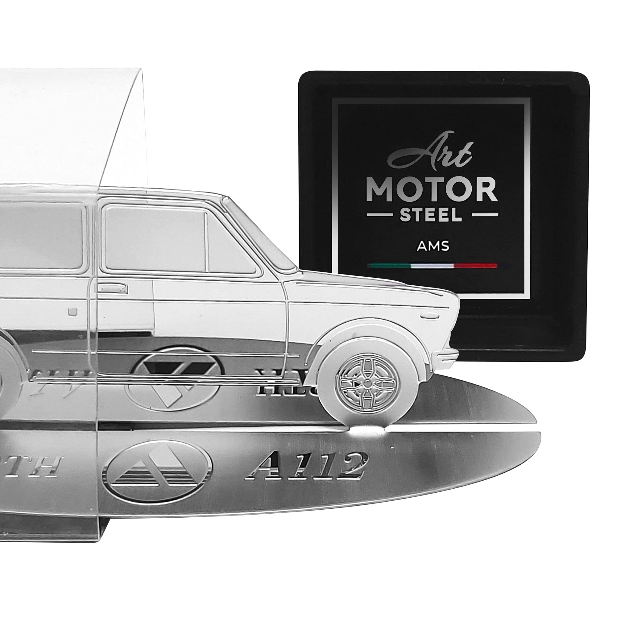 4R Quattroerre.it Modellino Sagoma Incisa Auto Autobianchi A112 Abarth in Acciaio Inox