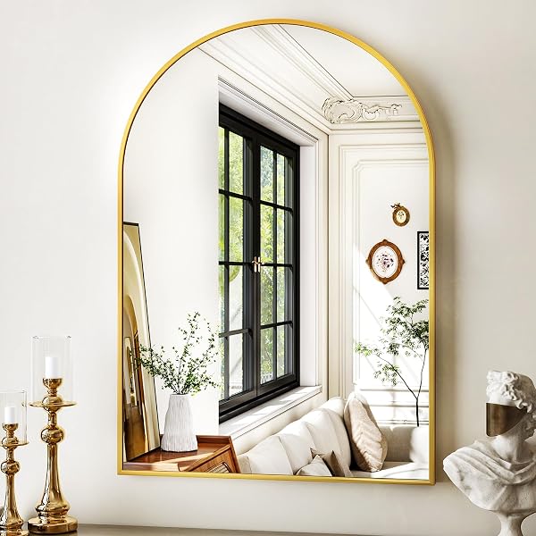 Gold Arched gold mirror