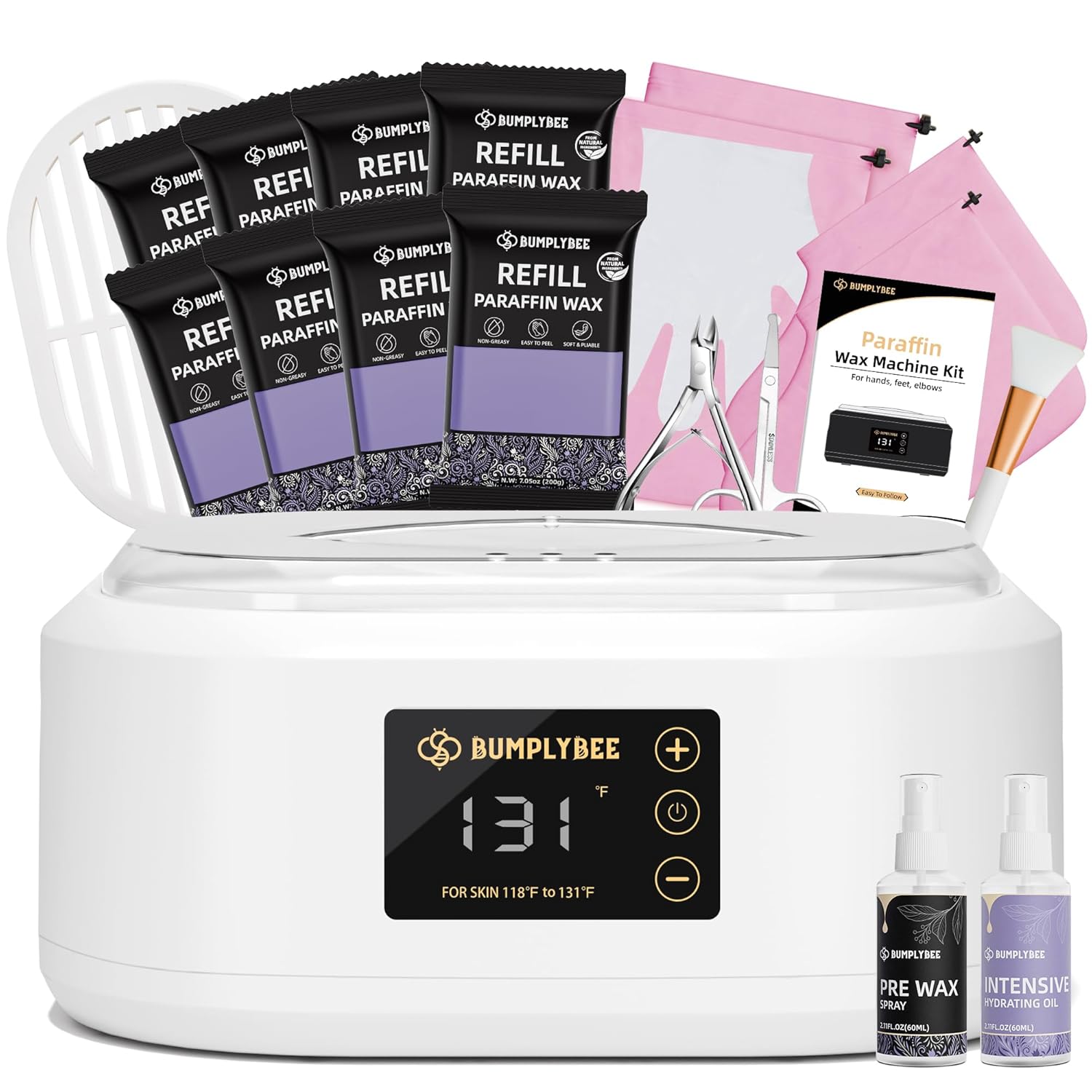 Paraffin Wax Machine for Hand and Feet – 3500ml Bath Set With 8 Pack Lavender Wax, Non-Greasy Hot Foot Kit