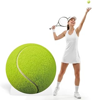 3.4ft Tennis Ball Cardboard Cutout, Large Tennis Party Decorations Photo Booth Props, Plastic Sports Ball Stand up, Birthday, Banquet, Game Day Tournament Watch Parties Supplies