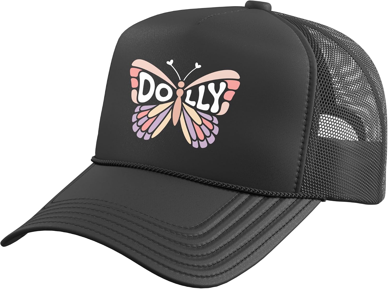Dolly Butterfly - Personalized Cute Name Word Art Trucker Hat with Adjustable Mesh Back