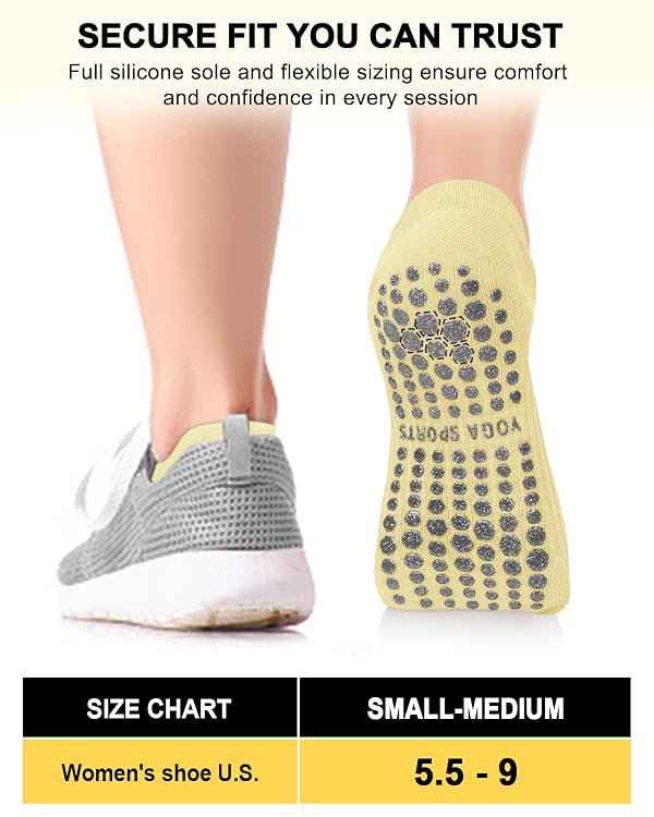 Aoliks Pilates Grip Socks for Women, Ankle Non Slip Yoga Workout Socks for Toe Grip Barre Reformer Training, Cotton Grippy Socks with Arch Support, Pilates Accessories by Aoliks - Image 5