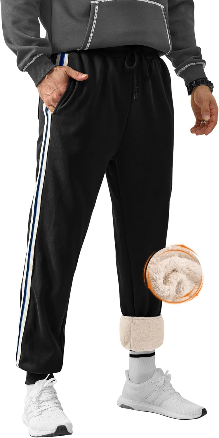 Men's Sherpa-Lined Jogger Pants Winter Active Thermal Sweatpants (S-XXL)