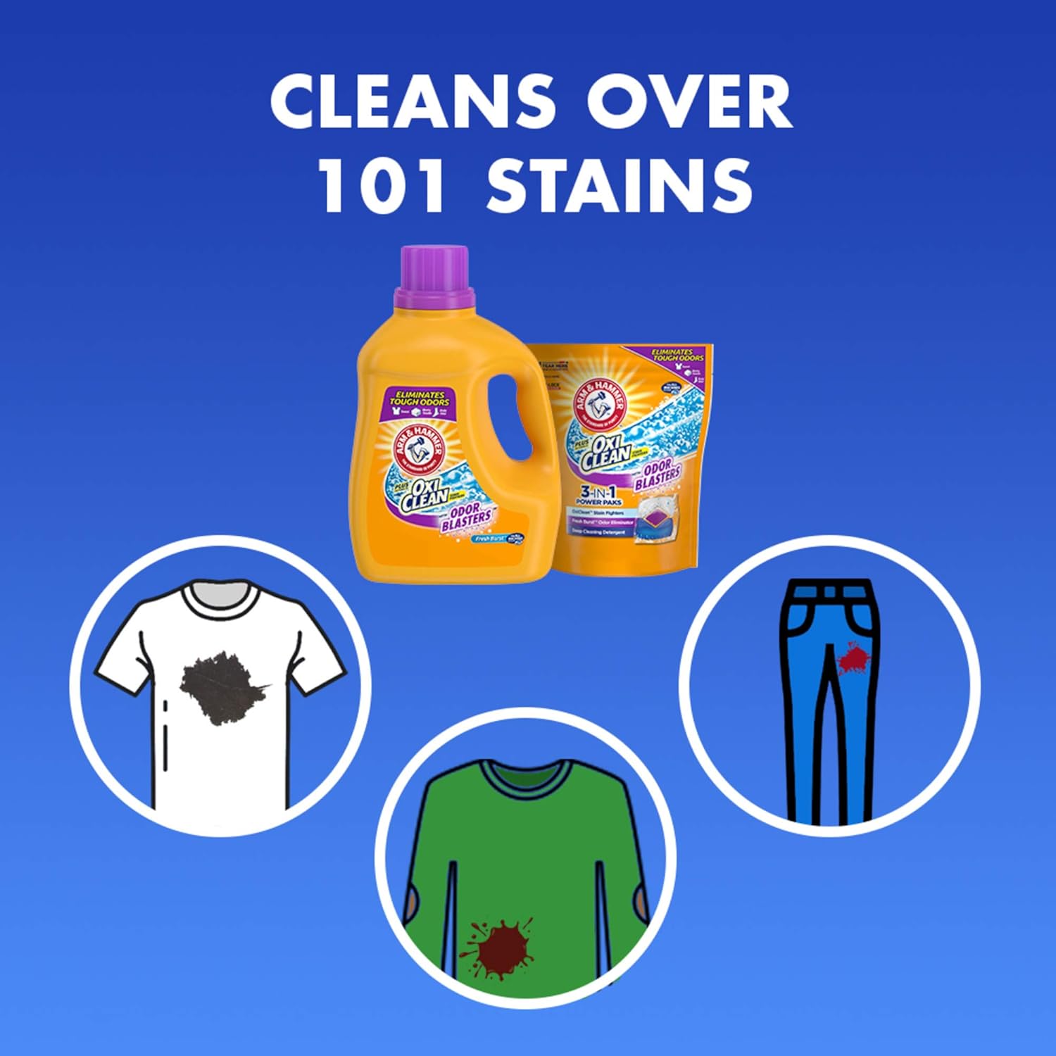 Arm & Hammer Plus OxiClean Odor Blasters Fresh Burst, 70 Loads Liquid Laundry Detergent, 122.5 Fl oz : Everything Else
