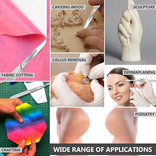 Miniatura 4 de Hoja de bisturí desechable #10 Paquete de 100, cuchillas quirúrgicas tamaño 10, cuchillas dermaplane de acero de alto carbono. Envueltas