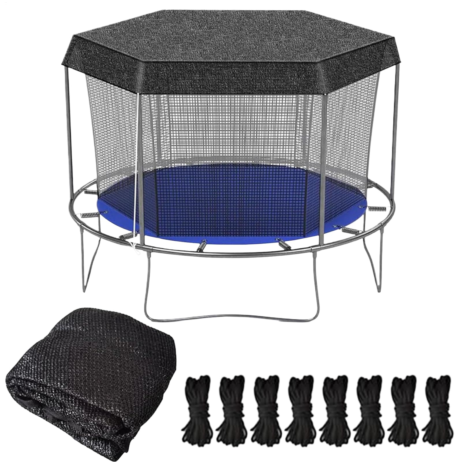 Trampoline Sun Shade Cover Rectangle, Trampoline Cover 6ft, 8ft, 10ft, 12ft, 14ft, Suitable for 6/8-Pole Trampolines, Easy to Install, Full Coverage with Connecting Rope