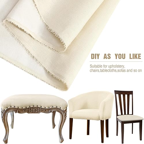 Miniatura 4 de VitalCozy Tela de tapicería de 3.3 yardas x 57 pulgadas, material de lino sintético, tela de costura de poliéster para tapicería, silla, sofá,