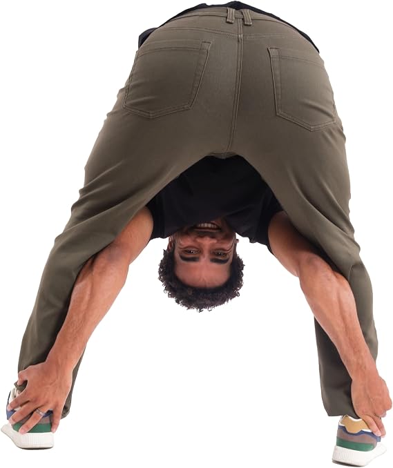 The Perfect Jean Denkhaki Khaki Pants for Men Athletic Fit, Stretch Dress Pants for Men