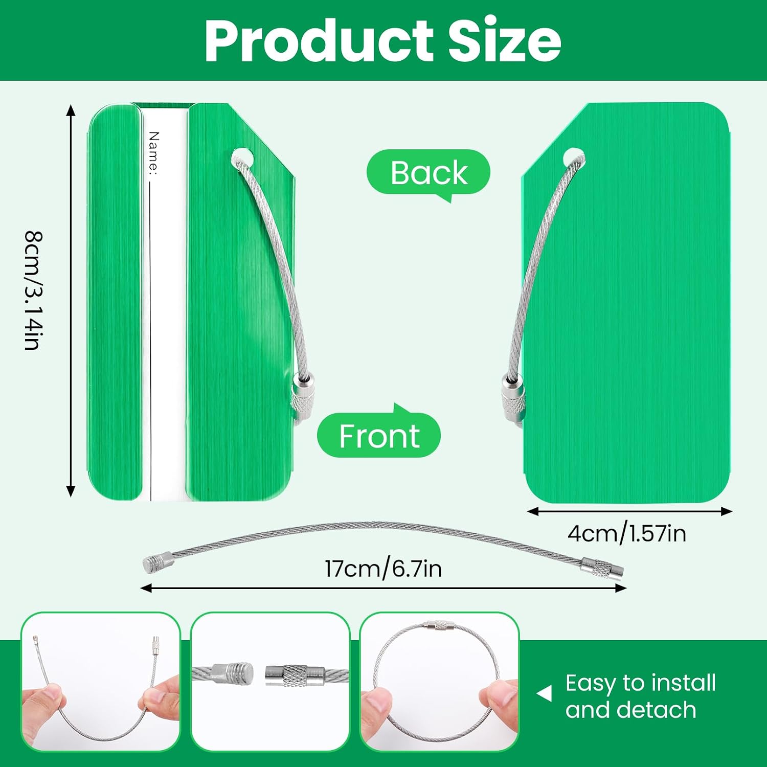 10 Pcs Luggage Tags for Suitcases, Aluminum Baggage Tag, Colorful image 2