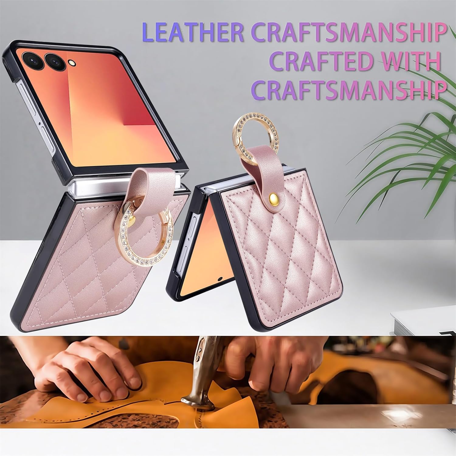 Wallet Case for Samsung Galaxy Z Flip 7 FE, Ring Leather Cover