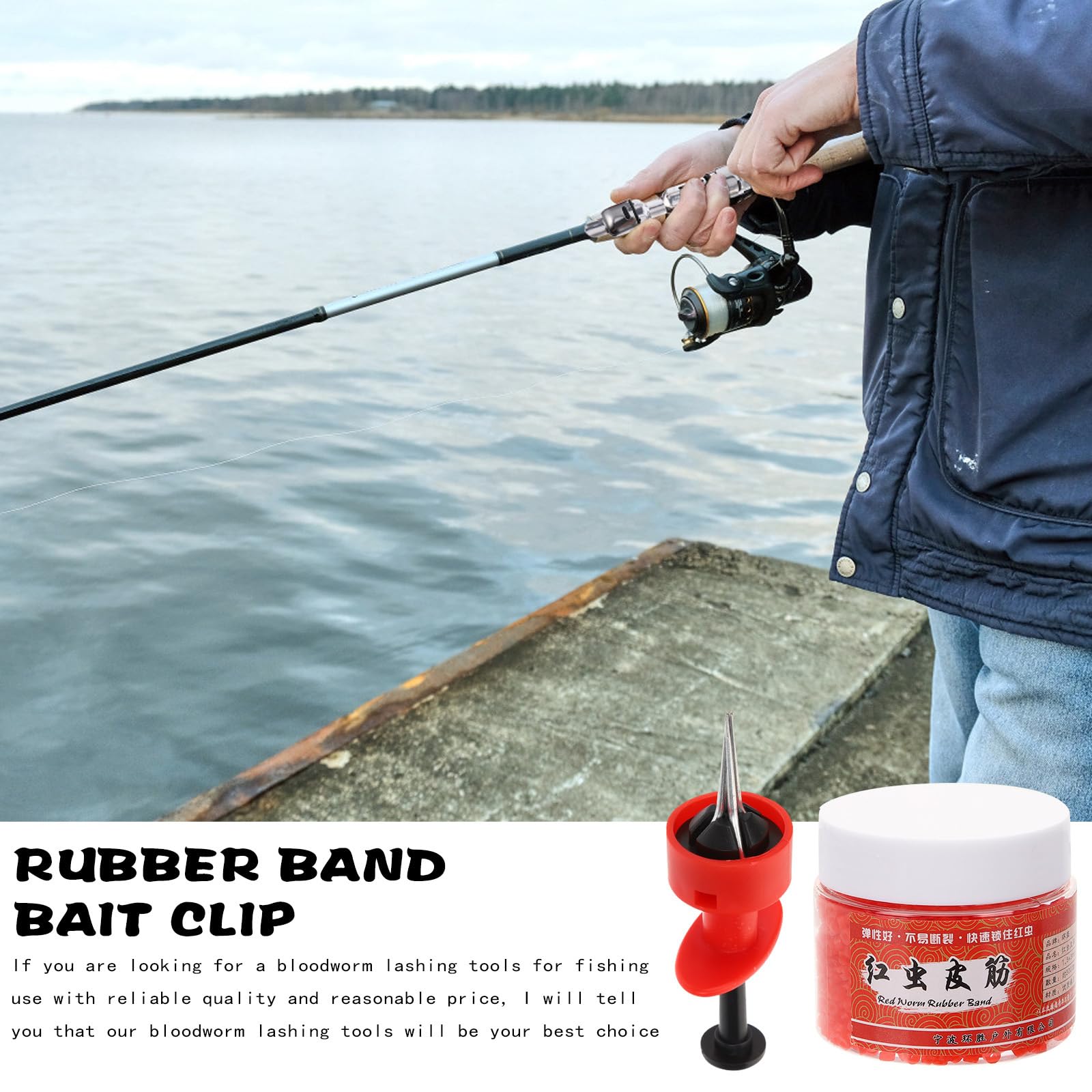 2Pcs Bait Clips Fishing Lures Baits Clip Portable Bloodworm Clips Fishing Bait Rubber Bands Fishing Tackle Accessories